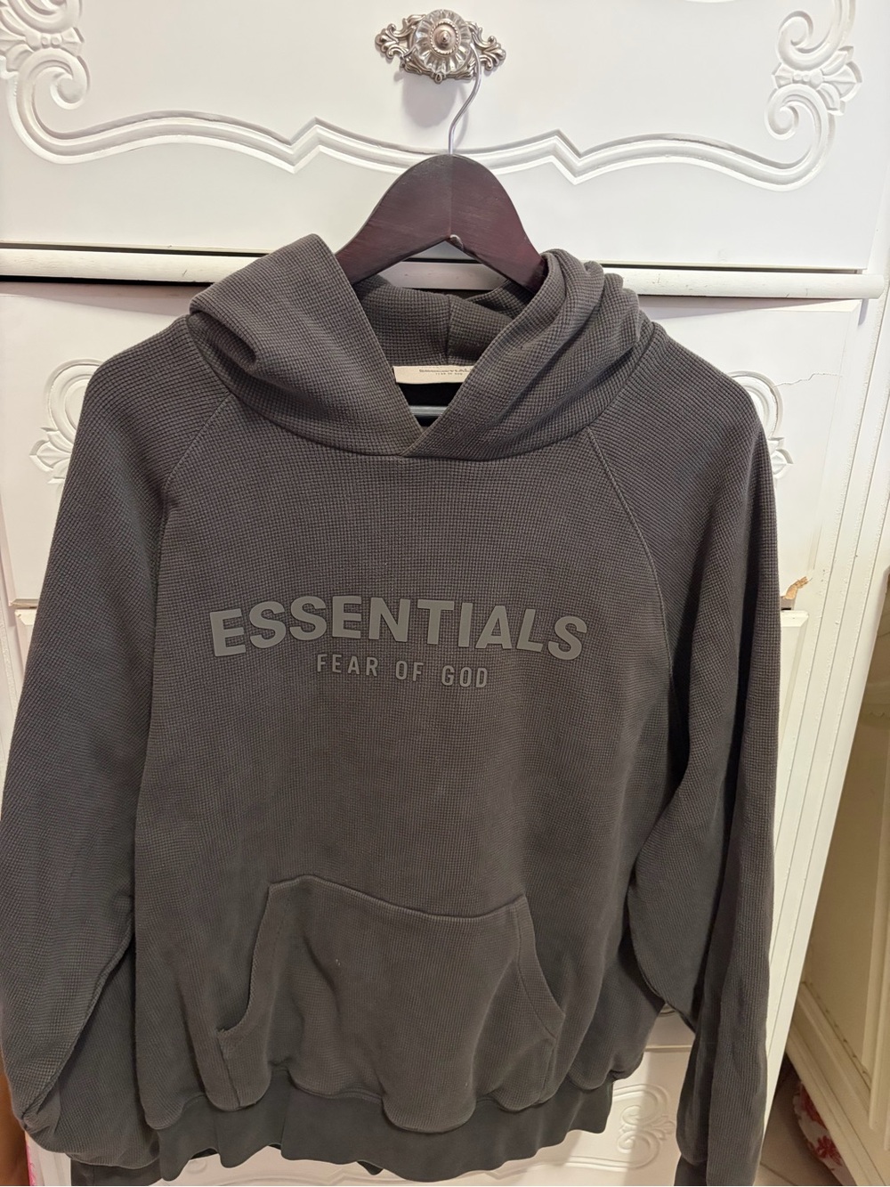 Essentials Fear of God Charcoal Gray Pullover Hoodie